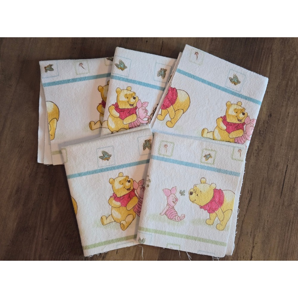 Vintage‎ Disney Winnie the Pooh Piglet Waterproof Lap Pads Fabric Squares 5pc